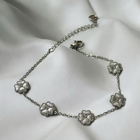 Floral Elegance Silver Bracelet