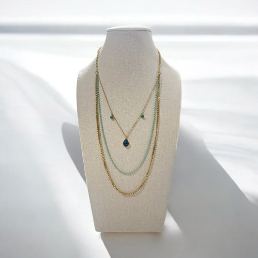 Luminous Blue Jewel Necklace