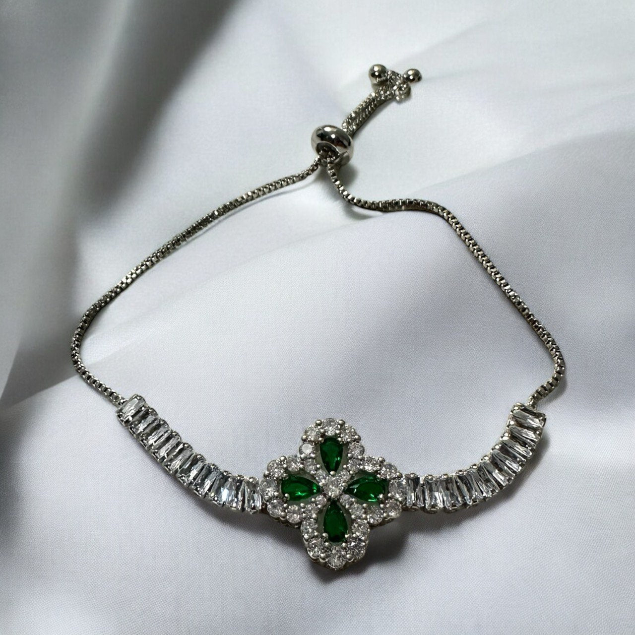 Emerald Elegance Diamond Bracelet