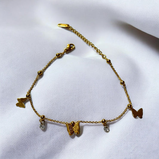 Golden Butterfly Charm Anklet