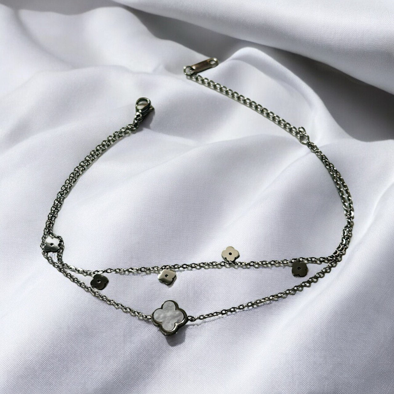 Silver Blossom Anklet